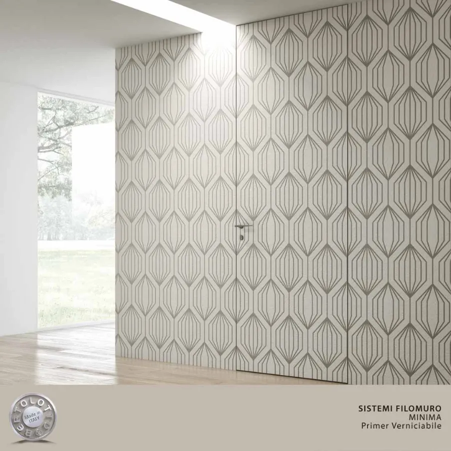 tries to translate the following term into English, if it can't, leaves it unchanged: invisible flush doors with Bertolotto flush wall wallpaper